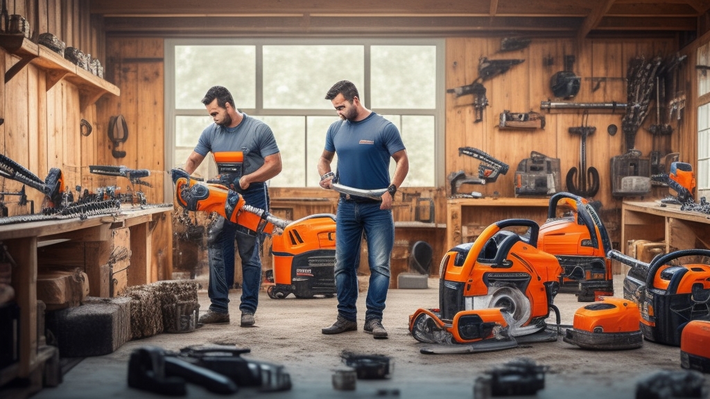 Több benzines láncfűrész egymás mellett - kiválasztási folyamat